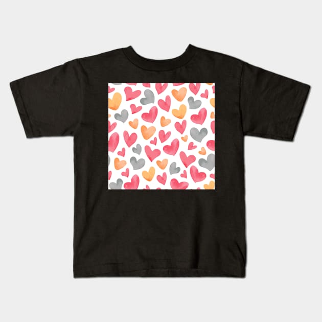 Heart Seamless Pattern Kids T-Shirt by edwardecho